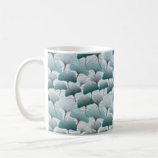Mug Gingko biloba bleu motif sans soudure.