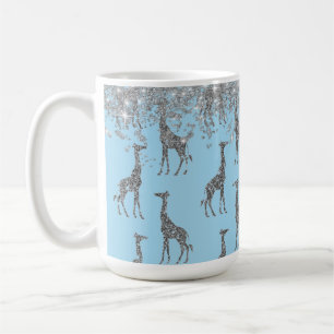 Mug Girafe en argent sur Dreamy Blue