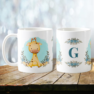 Mug Giraffe charmante Monogramme floral