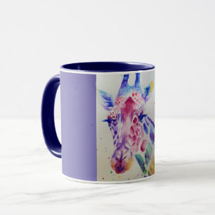 Mug Giraffe colorée Animal Aquarelle Art Design