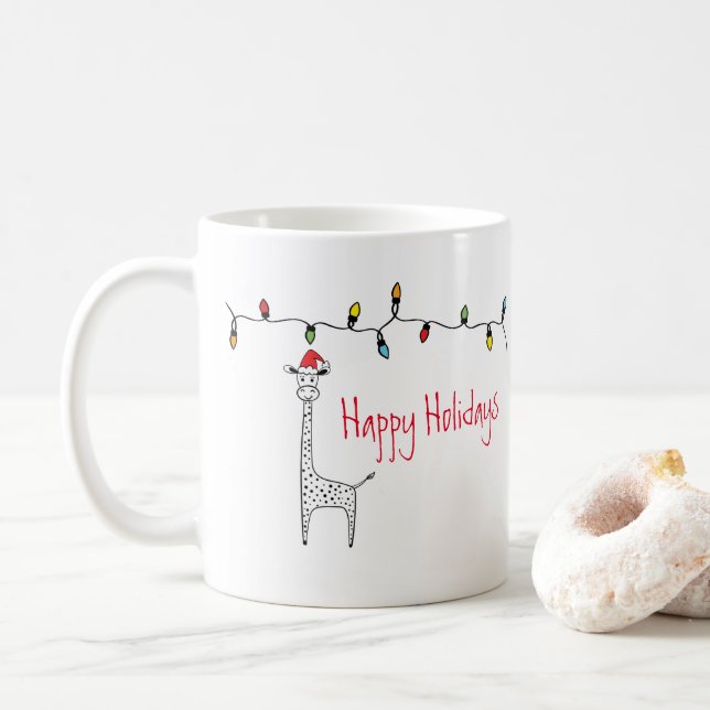 Mug Giraffe de Noël lunatique (Avec donut)
