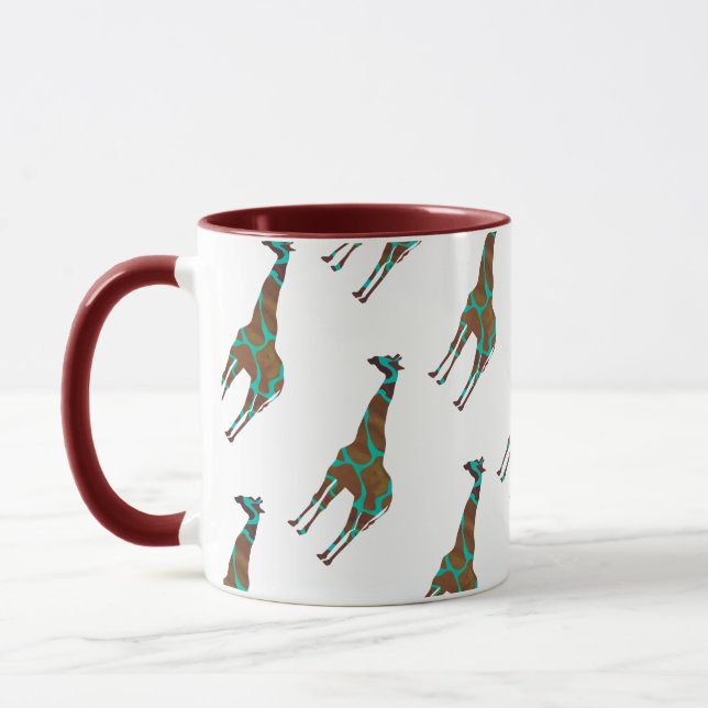 Mug Giraffe Impression Brown et Turquoise (Gauche)