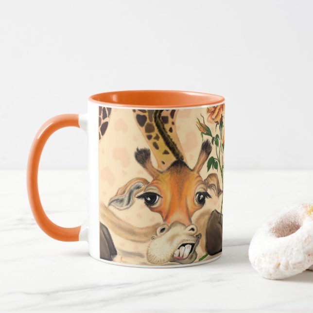 Mug Giraffe Romantique - Messieurs - Ajouter Votre Tex (Avec donut)