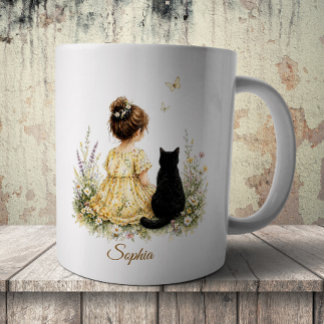 Mug Girl and Black Cat