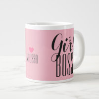 Mug Girl Boss Personalized Name Heart Pink