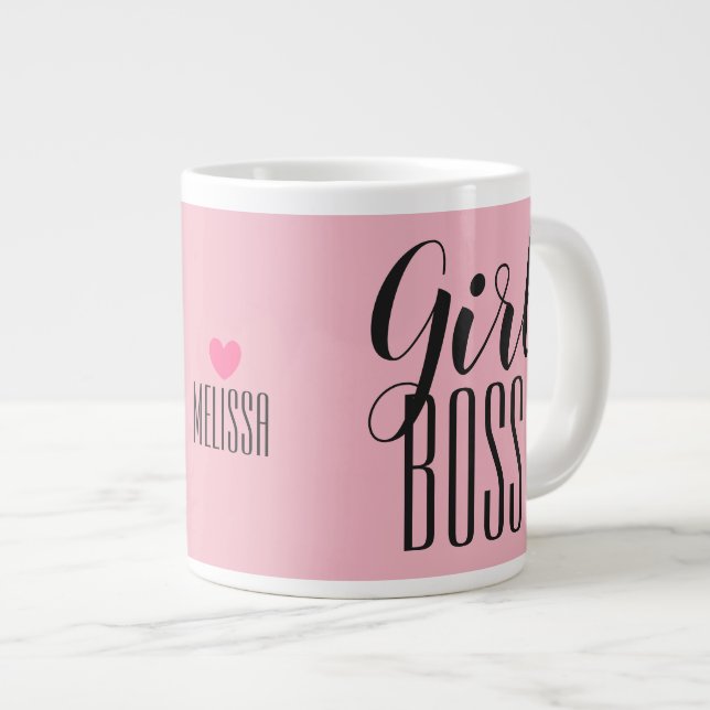 Mug Girl Boss Personalized Name Heart Pink (Front Right)