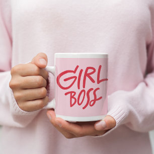 Mug Girl Boss Typographie Gras Rose et Rouge Féminin