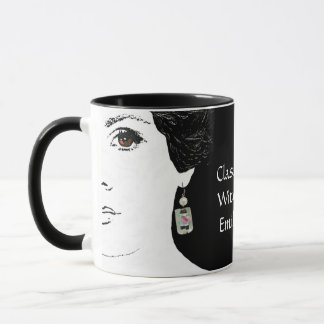 Mug Girl face floral fashion femme customizable name