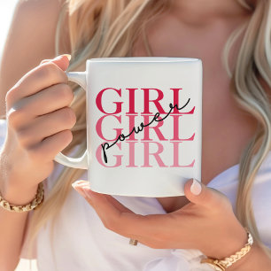 Mug Girl Power   Féministe moderne rose