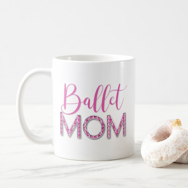 Mug Girl Rose Ballet Maman Épargne Diamond Typographie (Avec donut)