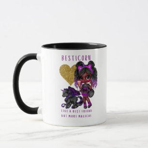 Mug Girls Friend Cadeau Black Unicorn Besticorn Magie
