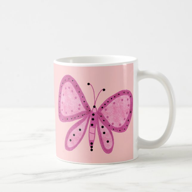 Mug Girls Kid's rose violet couleur rose 2 papillo (Droite)