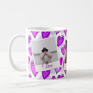 Mug Girly Purple Hearts mignon Romantique Valentine Ph