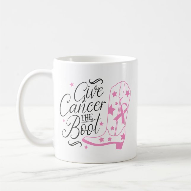 Mug Give Breast Cancer The Boot Pink Ribbon Awareness (Gauche)