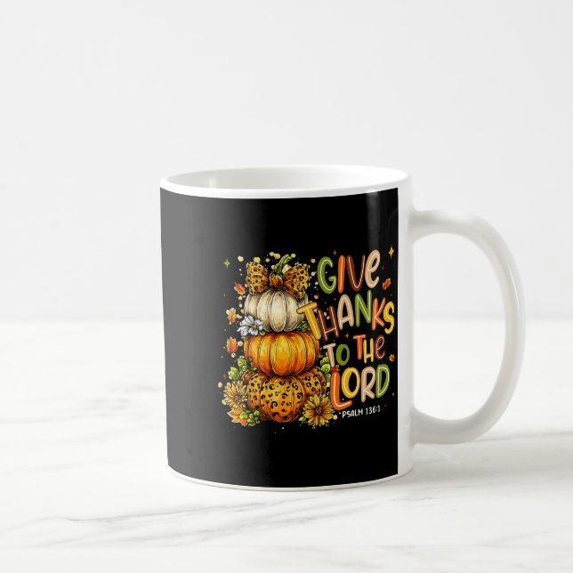 Mug Give Thanks To The Lord Fall Christian Cross Coque (Droite)
