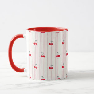 Mug Glaçage Rouge Cerise Rétro à Motif Coeur