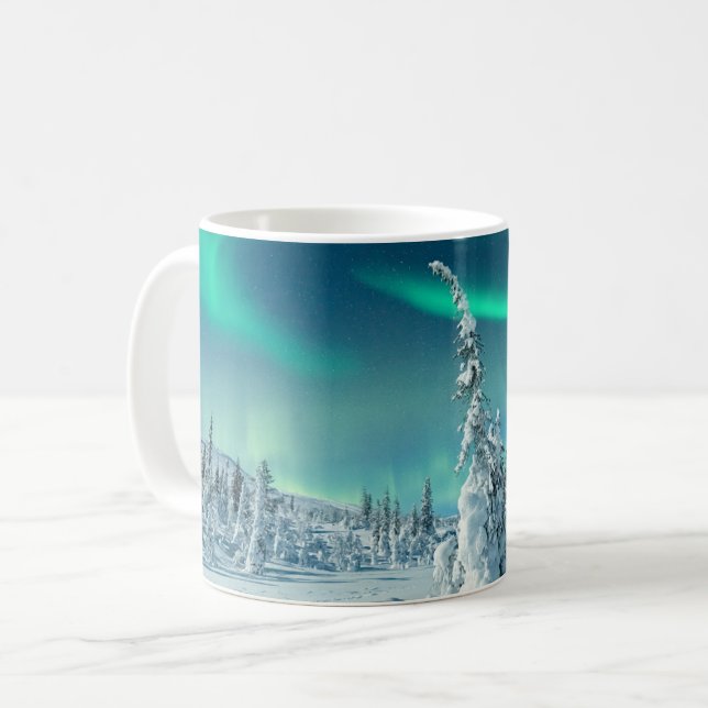 Mug Glace et neige | Northern Lights, Laponie, Finland (Devant gauche)