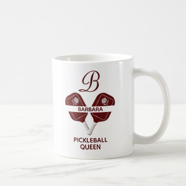 Mug Glam Glit Pickleball Queen Paddles Floral initial (Droite)