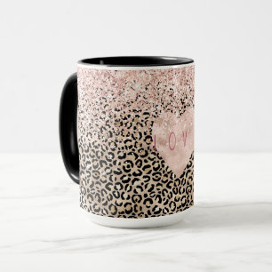 Mug Glam Gold Empreinte de léopard rose Parties scinti