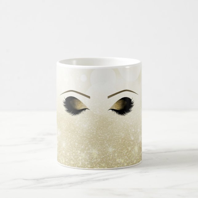 Mug Glam Gold Maquillage Yeux et cils Personnalisés (Centre)