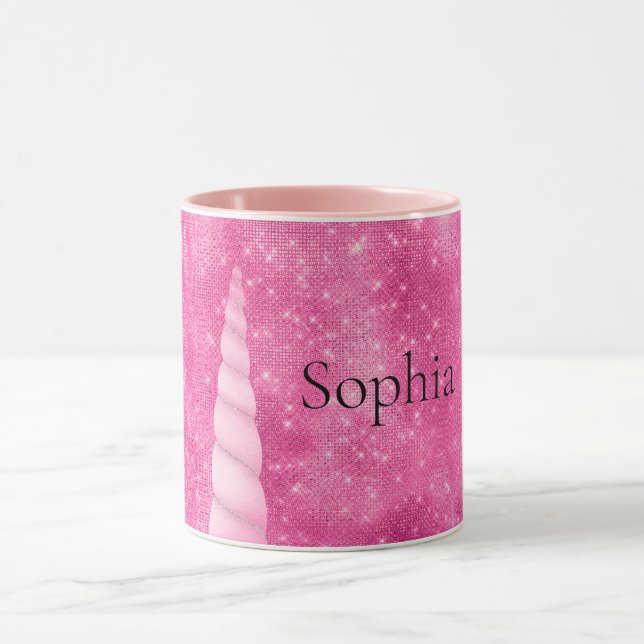 Mug Glam rose étincelle Unicorne Anniversaire (Centre)