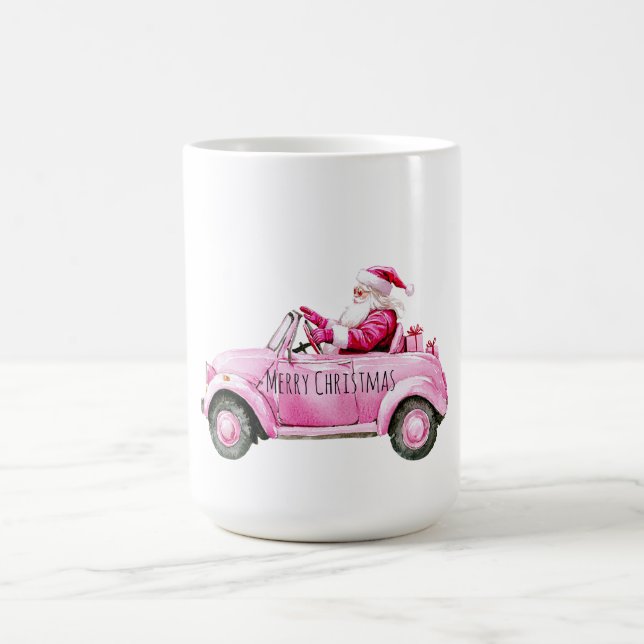 Mug Glam Santa Pink Car Christmas (Centre)
