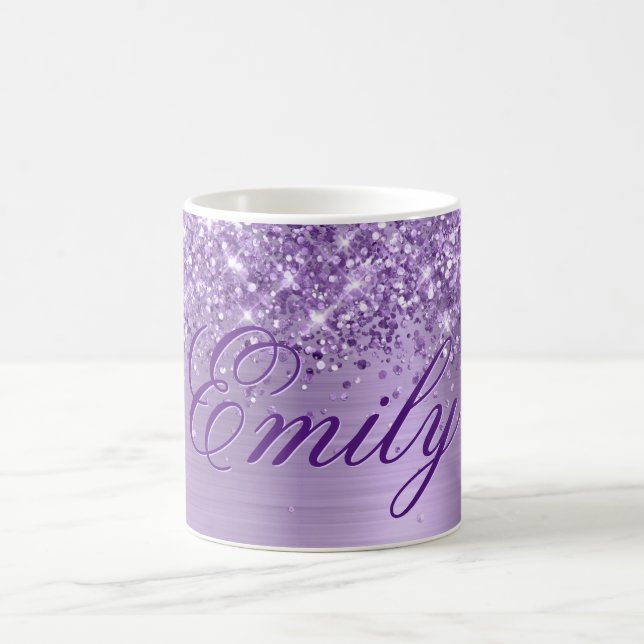 Mug Glitterie personnalisée Pile violet clair (Centre)