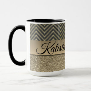 Mug Glittery Gold et Black Chevron