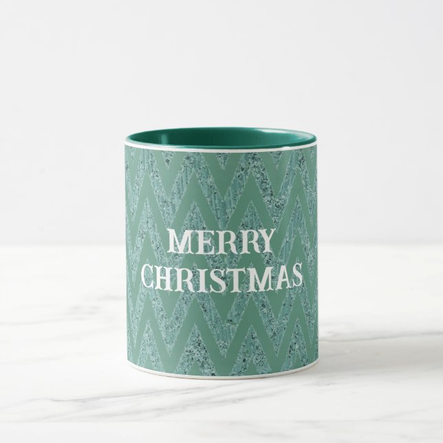 Mug Glitzy Green Chevron Stripes Noël (Centre)