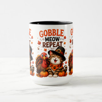 Mug Gloups Miaou Répète Mignon Chat de Thanksgiving et