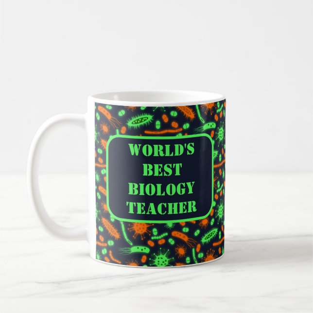 Mug Glowing Bacteria Microorganism toxic orange green (Gauche)