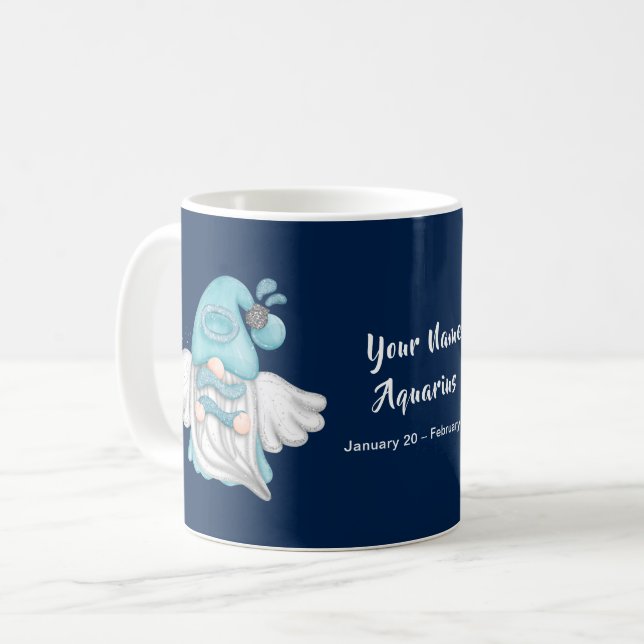 Mug Gnome Aquarius Astrologie Signal Angel Votre nom (Devant gauche)
