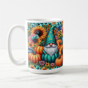 Mug Gnome d'automne avec des Citrouilles et des fleurs