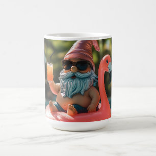 Mug Gnome d'été en lunettes de soleil sur flotteur de
