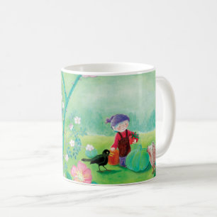 Mug Gnome jardiner, Blackbird, Hérisson et lapin blanc