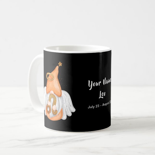 Mug Gnome Leo Astrologie Signal Angel Votre nom (Devant gauche)