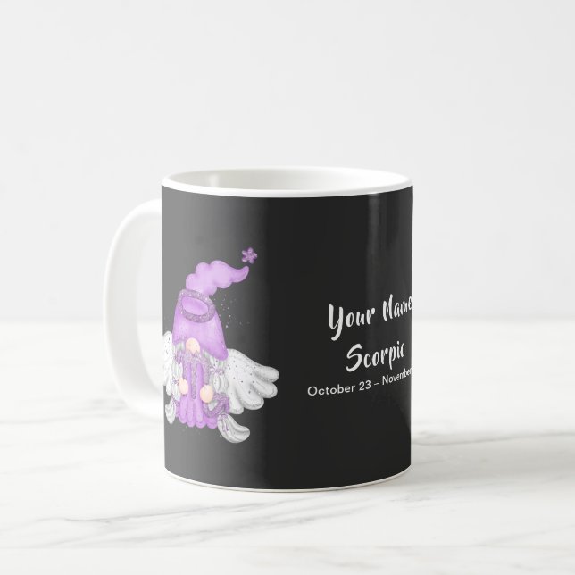 Mug Gnome Scorpio Astrologie Signal Angel Votre nom (Devant gauche)