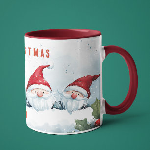 Mug Gnomes mignons Joyeux Noël Nom personnalisé