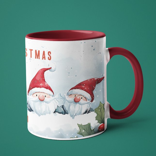Mug Gnomes mignons Joyeux Noël Nom personnalisé (Créateur téléchargé)
