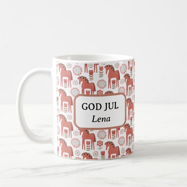 Mug God Jul Swedish Christmas Dala Horse (Gauche)