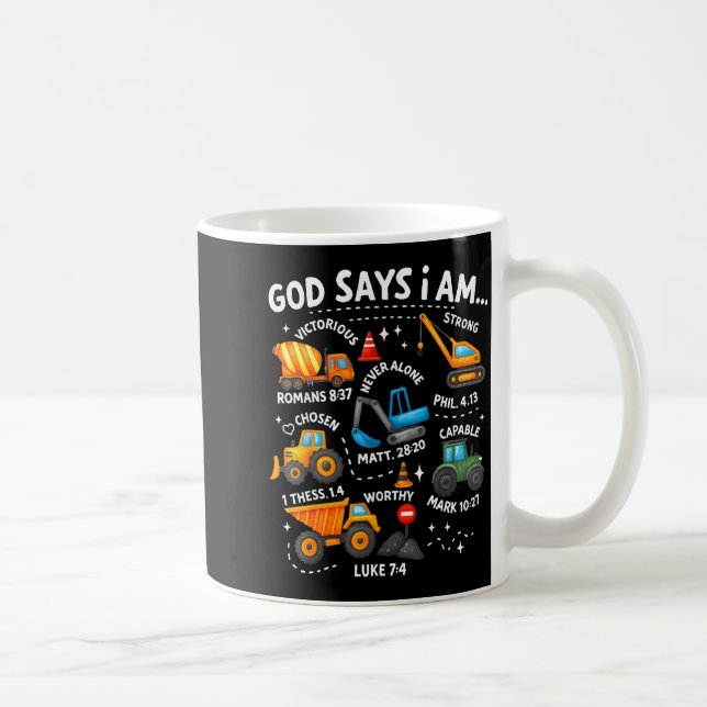 Mug God Says I Am Christian Bible Verses Boys Construc (Droite)