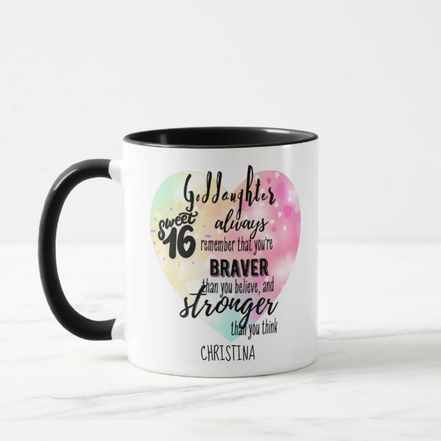 Mug Godgirl Sweet16 Citer Braver cadeau plus fort (Gauche)