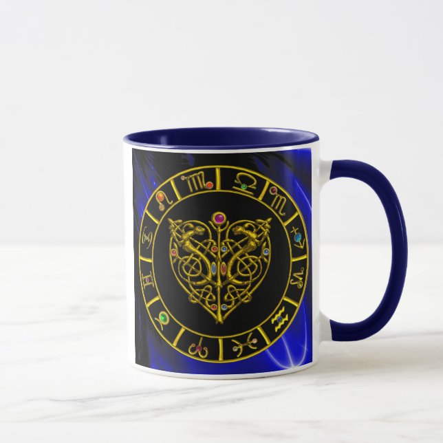 Mug GOLD ASTRAL HEART, Signes Zodiaques, Astrologie Gr (Droite)