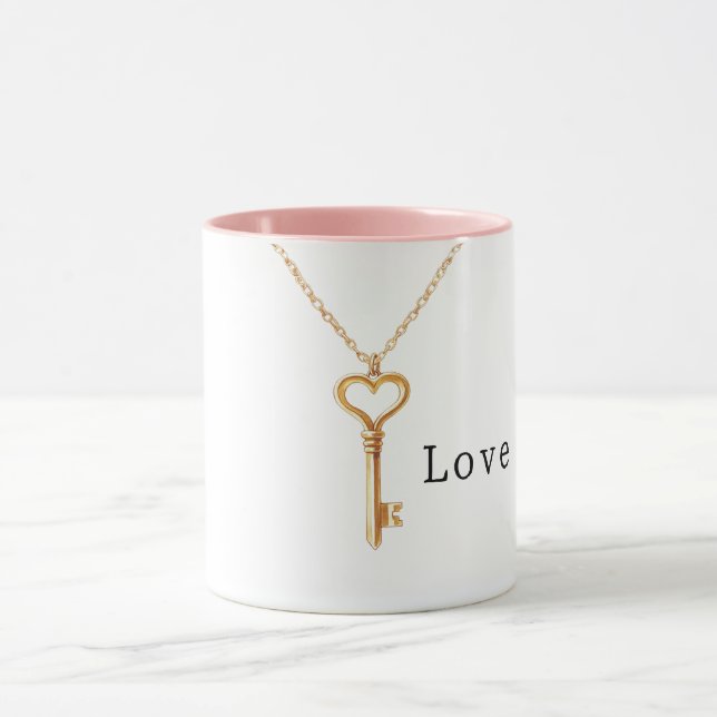 Mug Gold Chain Heart Necklace Love (Centre)