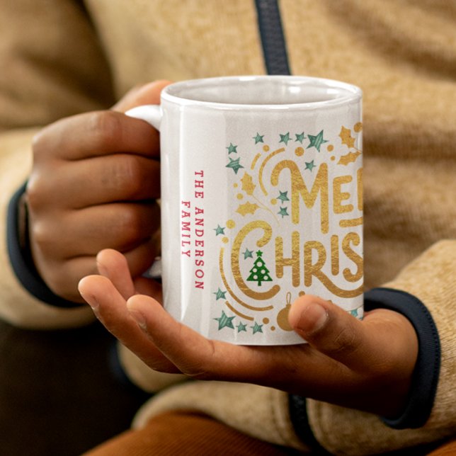 Mug Gold Faux Foils Joyeux Noël Photo de vacances (Créateur téléchargé)