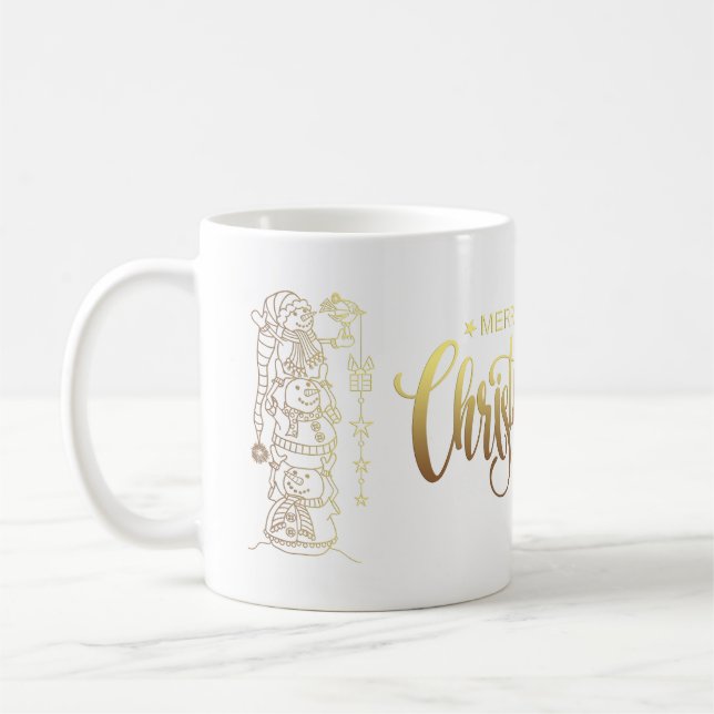 Mug Gold Foil Style Photo Collage Joyeux sapin de Noël (Gauche)