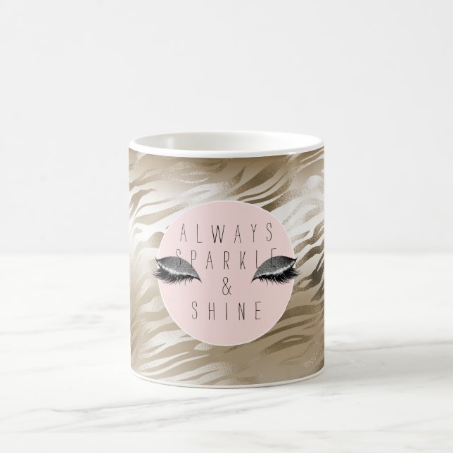 Mug Gold Glam Glitzy Silver Sparkle Eyes Stripes   (Centre)