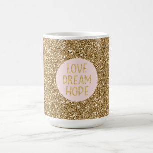 Mug Gold Glam Parties scintillant Love Dream Hope