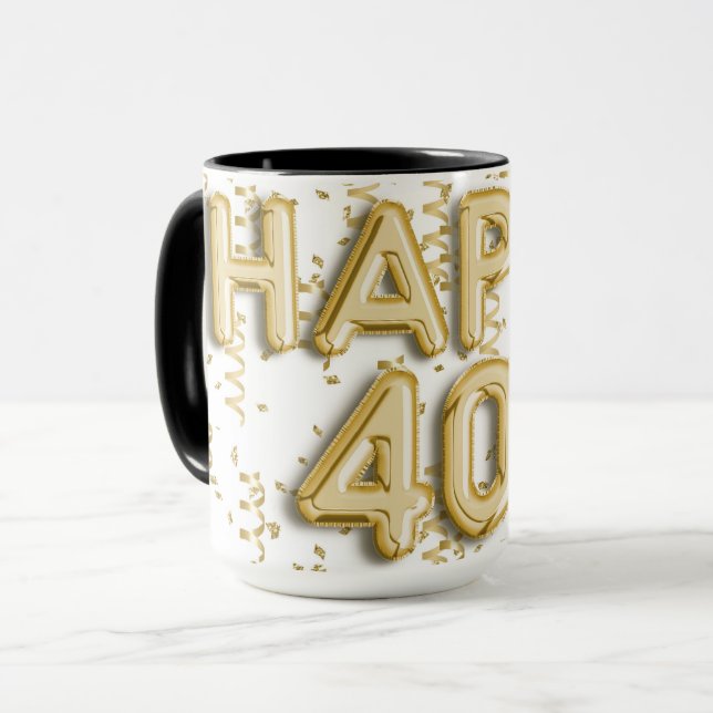 Mug Gold Happy 40e anniversaire (Devant gauche)