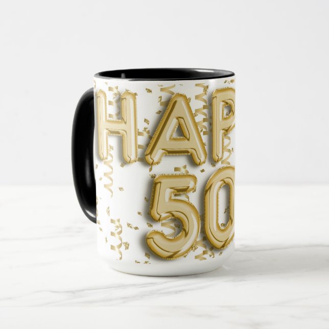 Mug Gold Happy 50e anniversaire (Devant gauche)